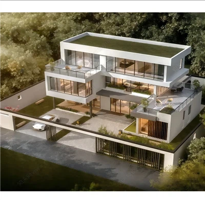 Einbýlishús með létt stálbyggingu